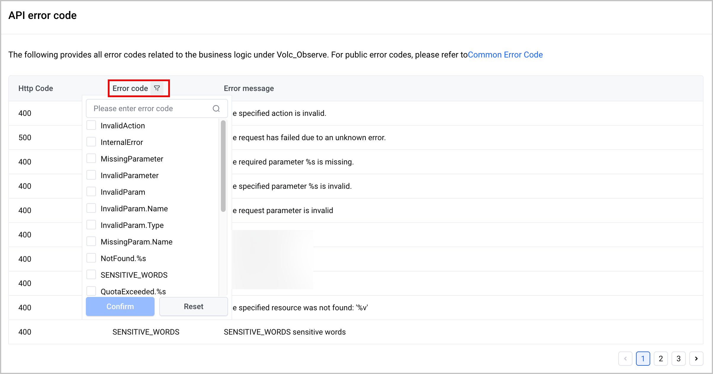 API error codes--Cloud Monitor-Byteplus