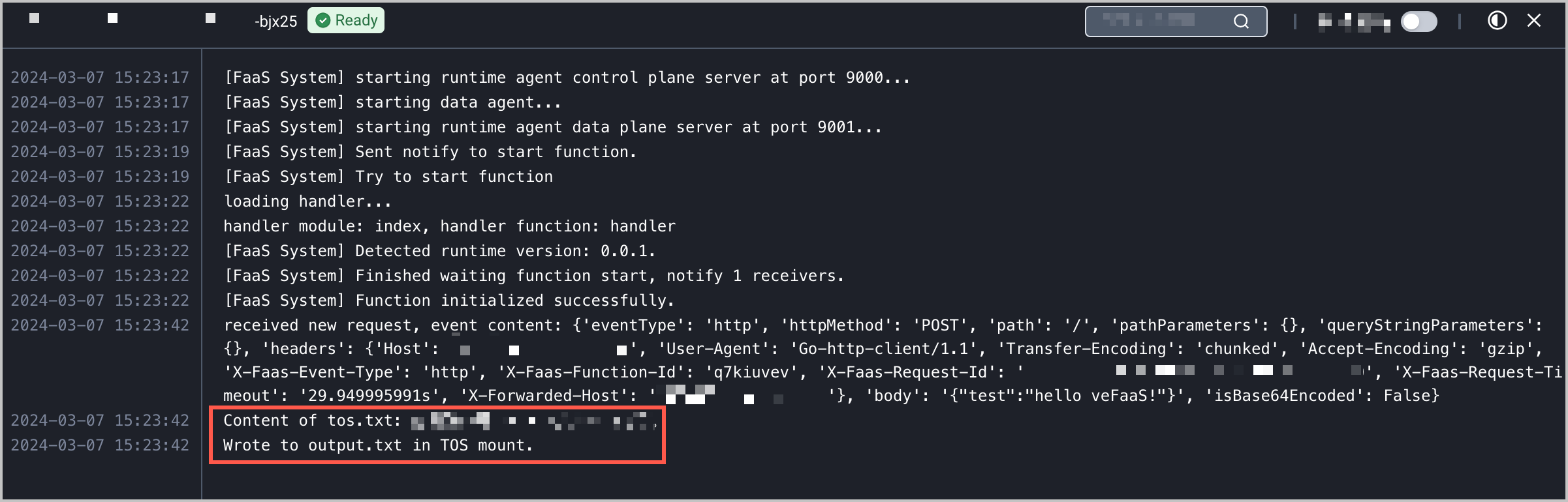 Using Function as a Service to read and write the TOS mounted directory ...